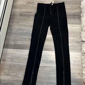 Zara Black Wide Leg Jeans with Contrast Stitching
